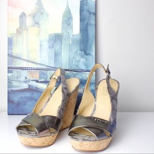 Coach Silver Metallic Jessy Sandal Wedge - 7
